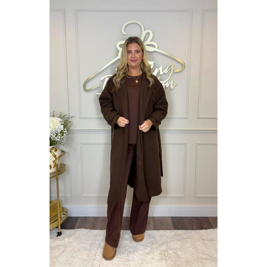 Belted Coat in Chocolate Brown