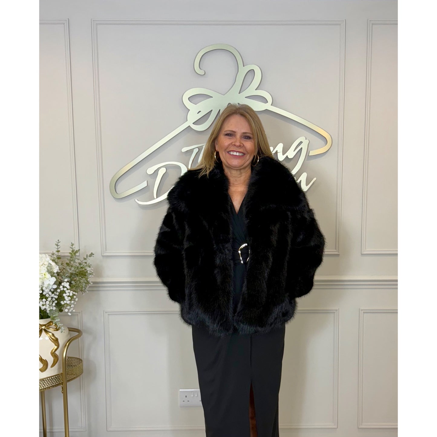 Faux Fur Jacket in Black