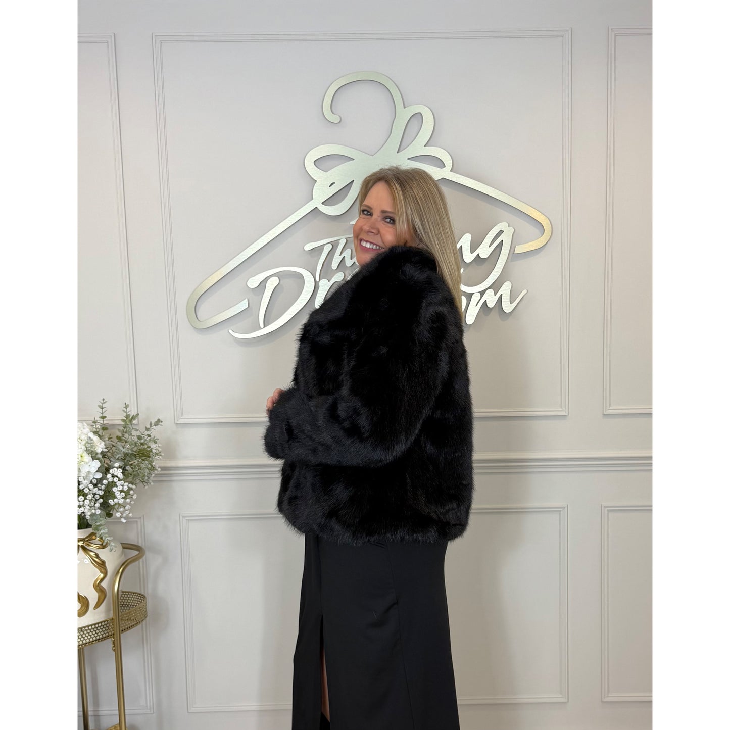 Faux Fur Jacket in Black