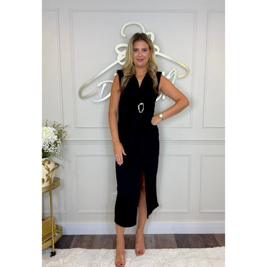 Long Split Dress in Black