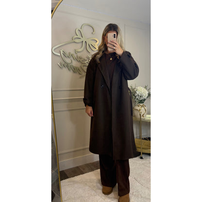 Belted Coat in Chocolate Brown