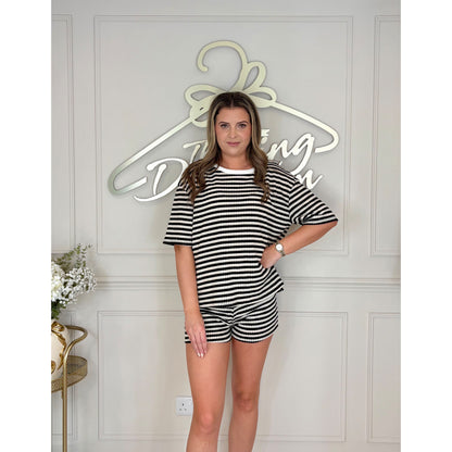 Striped Short Set in Black