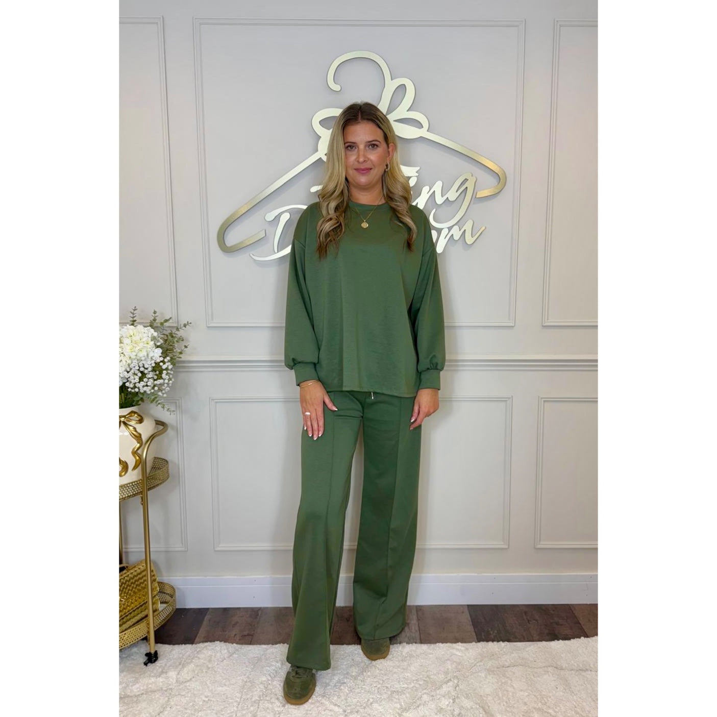 Simple Long Sleeve Loungesuit in Khaki