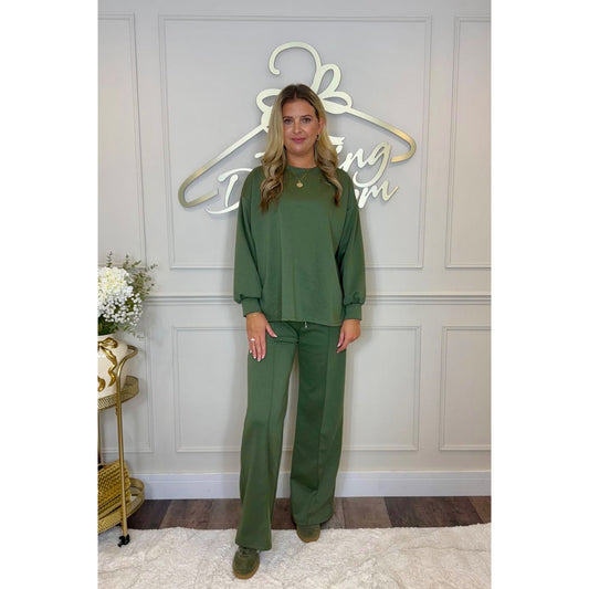 Simple Long Sleeve Loungesuit in Khaki