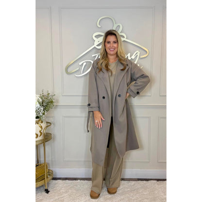 Belted Coat in Taupe