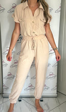 Load image into Gallery viewer, Cream Jumpsuit with Gold Buttons