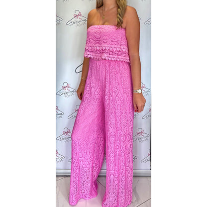 Lace Jumpsuit in Pink