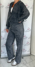 Load image into Gallery viewer, Oversized Bomber Jacket Tracksuit in Darl Grey Acid Wash