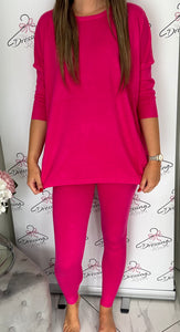 Plain Knitted Loungesuit in Fuscia