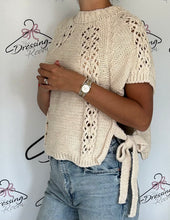 Load image into Gallery viewer, Cropped Sleeveless Jumper with Tie Side Detail in Cream