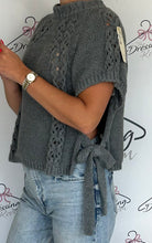 Load image into Gallery viewer, Cropped Sleeveless Jumper with Tie Side Detail in Grey