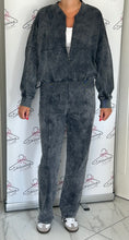 Load image into Gallery viewer, Oversized Bomber Jacket Tracksuit in Darl Grey Acid Wash