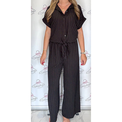 Pinstripe Trouser Co-Ord in Black