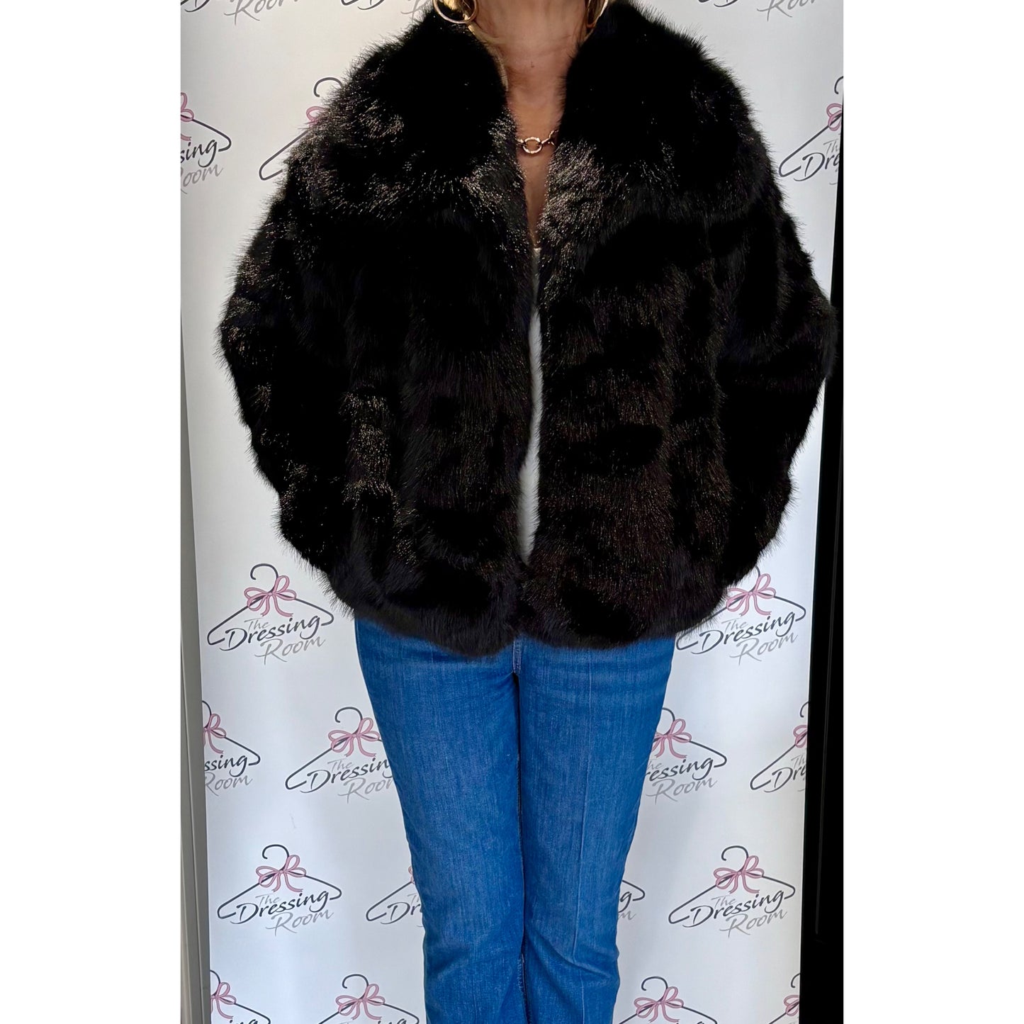 Faux Fur Jacket in Black