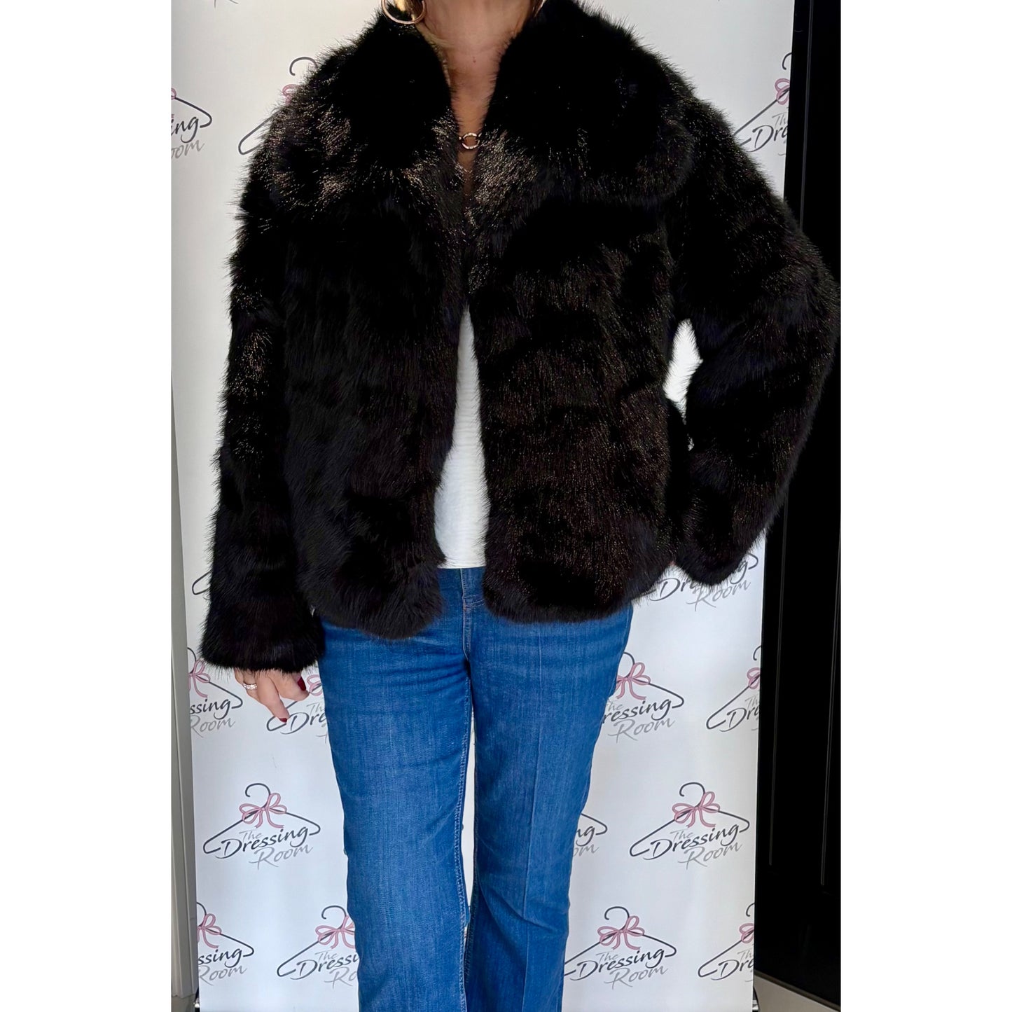 Faux Fur Jacket in Black