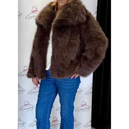 Faux Fur Jacket in Brown