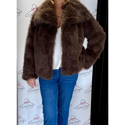 Faux Fur Jacket in Brown