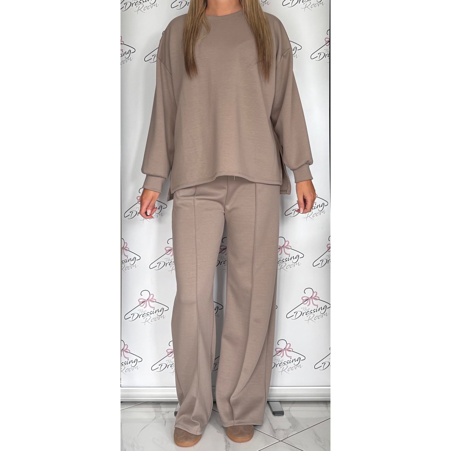 Simple Long Sleeve Loungesuit in Taupe