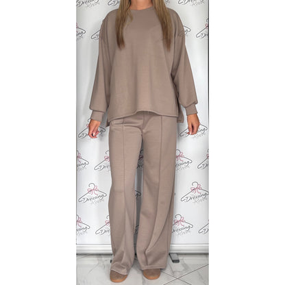 Simple Long Sleeve Loungesuit in Taupe