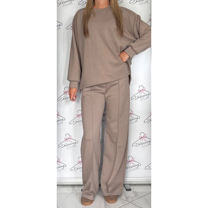 Simple Long Sleeve Loungesuit in Taupe
