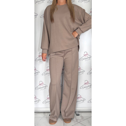 Simple Long Sleeve Loungesuit in Taupe