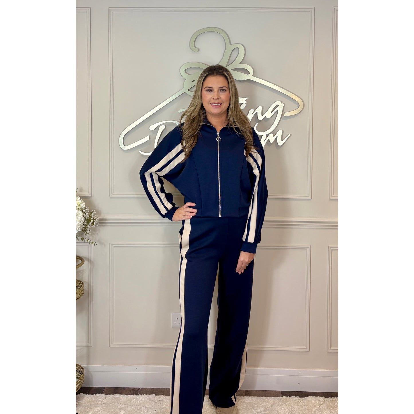 Zip Jacket Striped Loungesuit in Navy