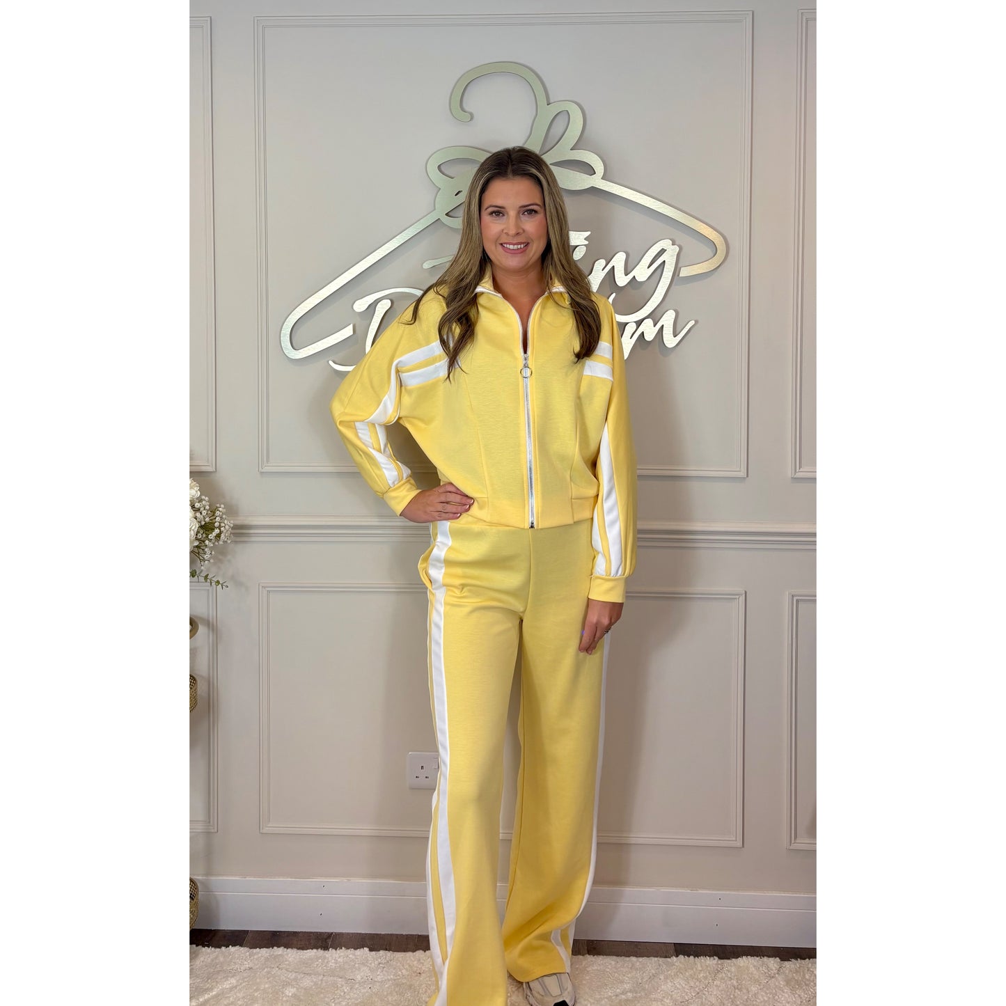 Zip Jacket Striped Loungesuit in Yellow