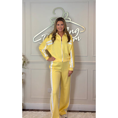 Zip Jacket Striped Loungesuit in Yellow