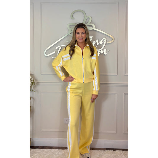 Zip Jacket Striped Loungesuit in Yellow