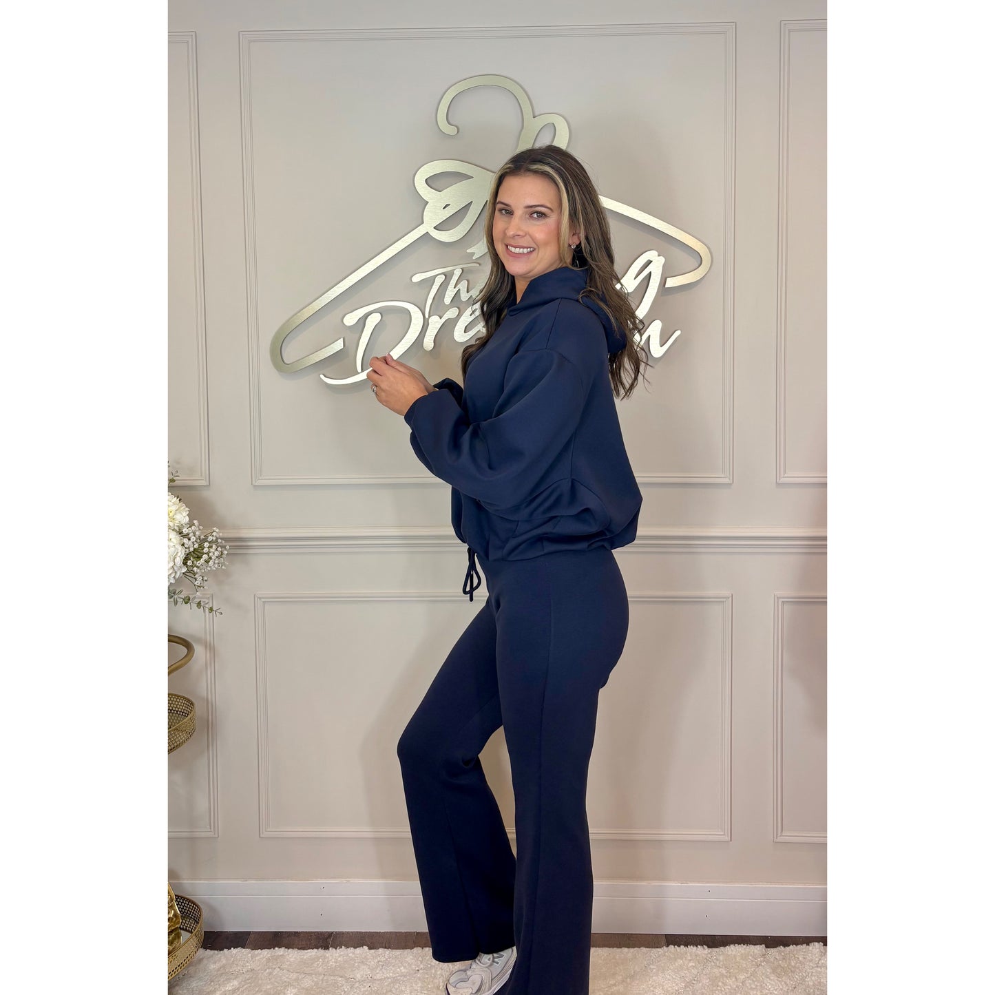 Bubble Hem Hoody Loungesuit in Navy