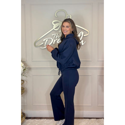 Bubble Hem Hoody Loungesuit in Navy