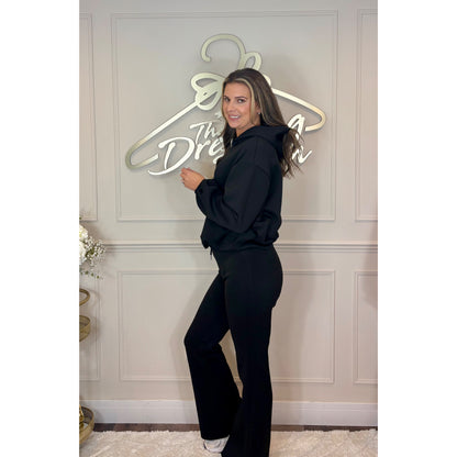 Bubble Hem Hoody Loungesuit in Black