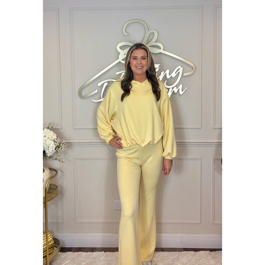 Bubble Hem Hoody Loungesuit in Yellow
