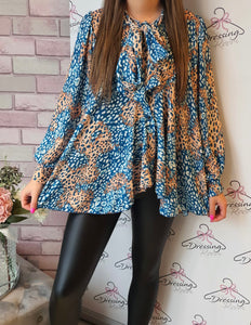 Printed Pussy Bow Blouse